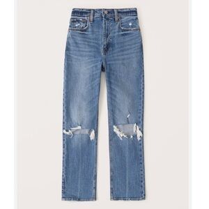 Abercrombie & Fitch the Ankle Straight Ultra High Rise Jeans Ripped Womens Sz 26